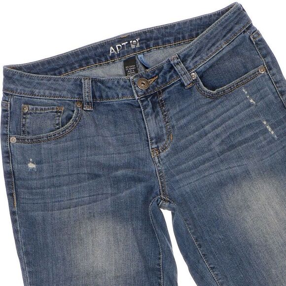 Apt 9 Jeans Womens Size Modern 4 Capri Crop Distressed Cuffed Blue Measure 30x17 - Picture 2 of 8